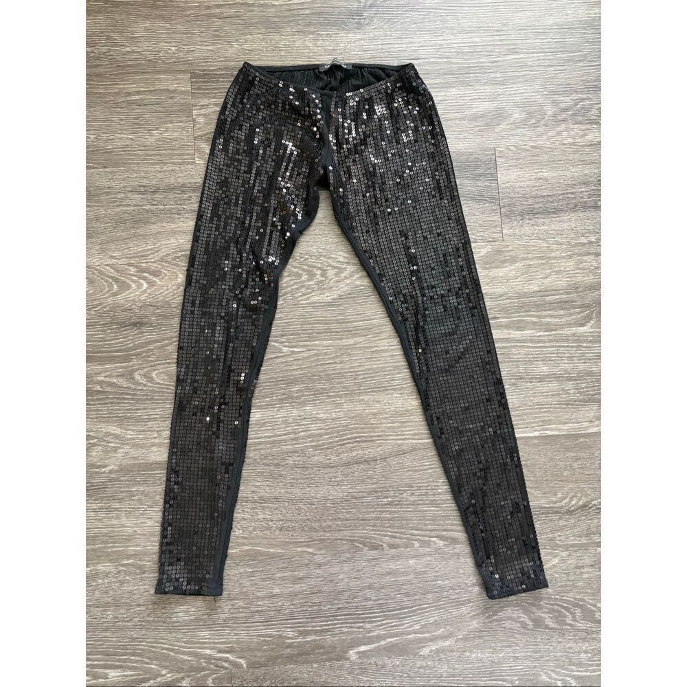 🐿️ Flavio Castellani Slim Low Rise Black Sequin Pants Size 40 / US 4 / Small